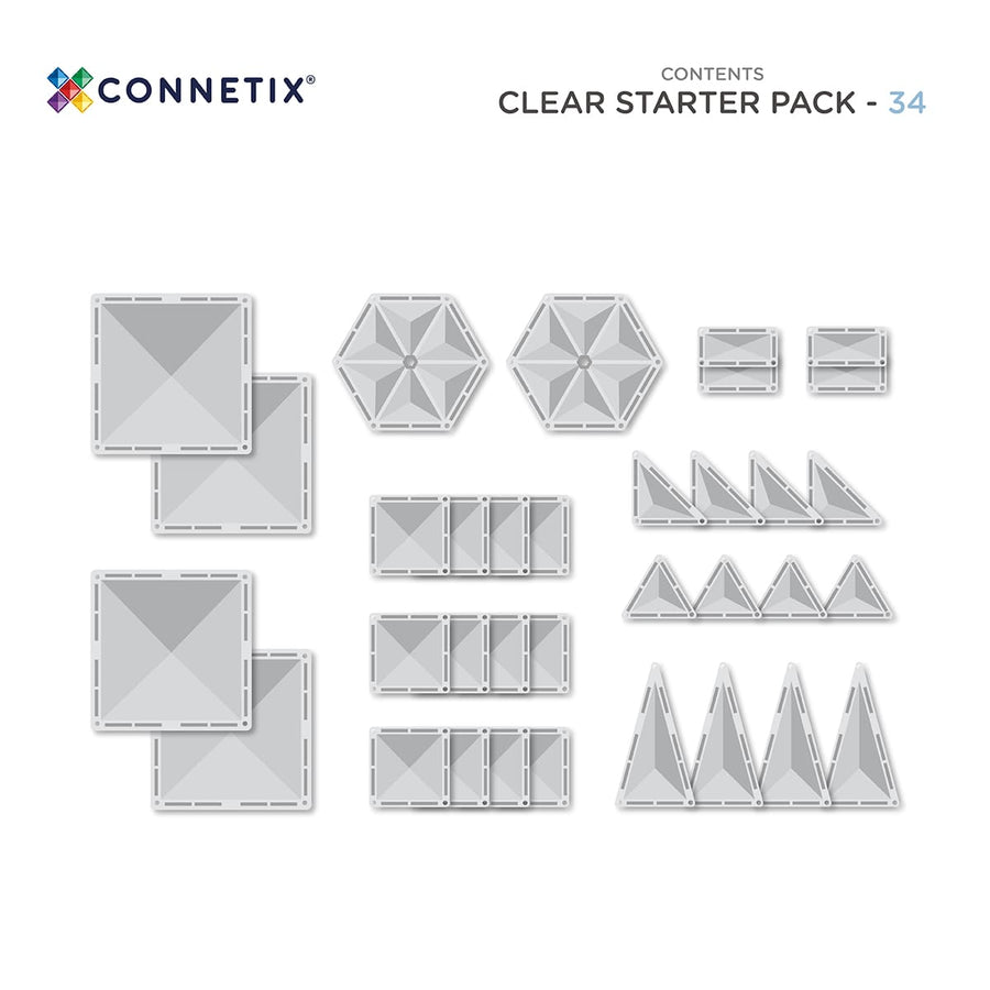 CONNETIX Clear Starter Pack | 34 Pieces