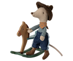 Little Brother Cowboy Mouse on Rocking Horse