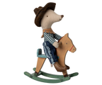 Little Brother Cowboy Mouse on Rocking Horse