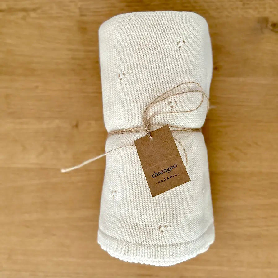 Organic Knit Baby Blanket - Cream