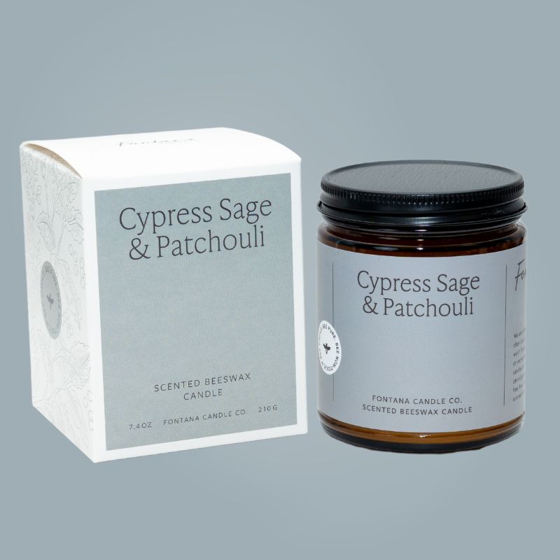 Cypress Sage & Patchouli Essential Oil Beeswax Jar Candle