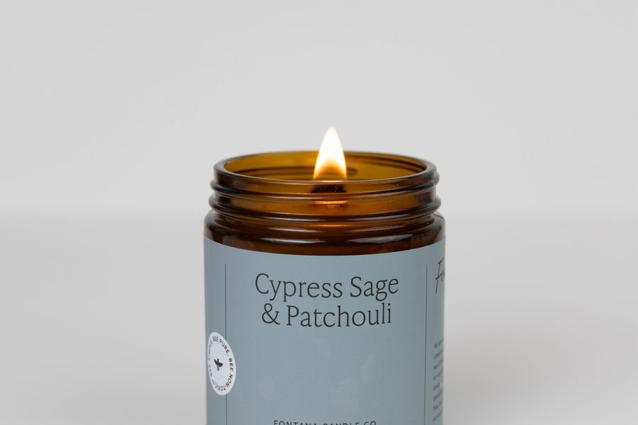 Cypress Sage & Patchouli Essential Oil Beeswax Jar Candle