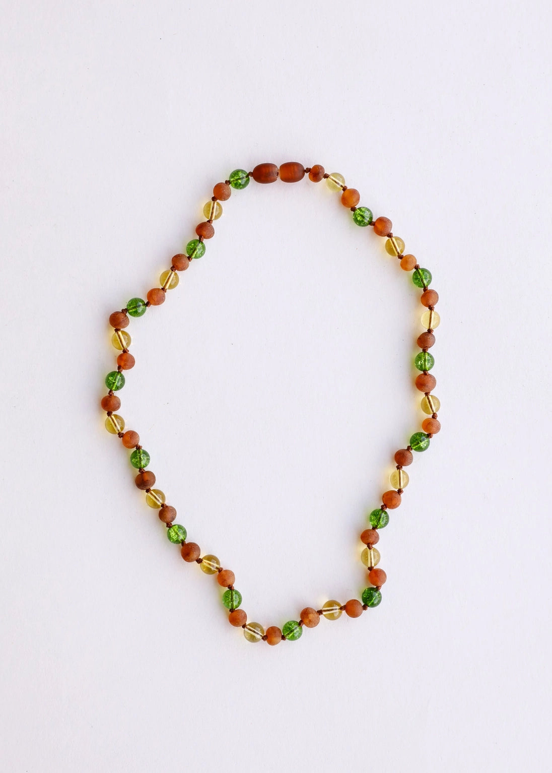 Raw Cognac Amber + Citrine + Peridot Necklace