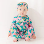 Retro Daisies Ribbed Zip Romper