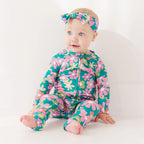 Retro Daisies Ribbed Zip Romper