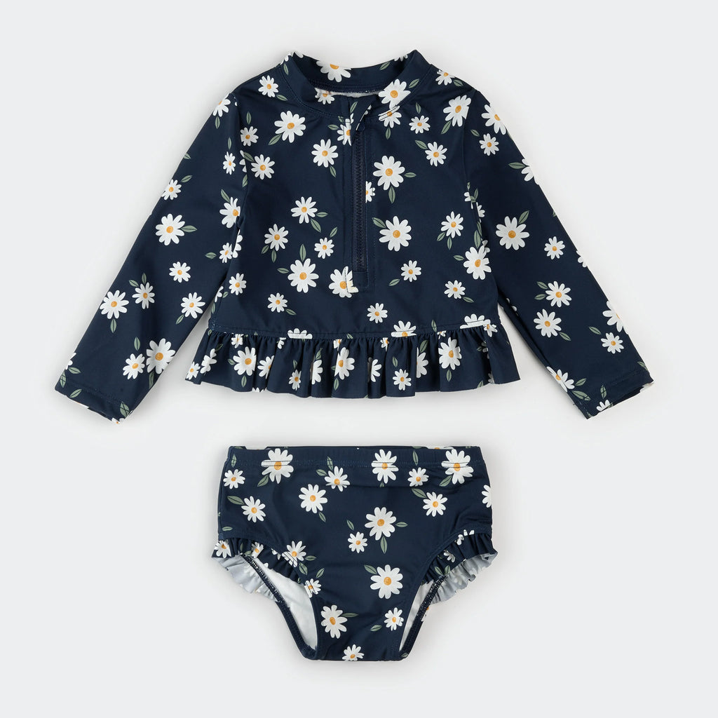 Navy Daisies Long Sleeve Rashguard Set