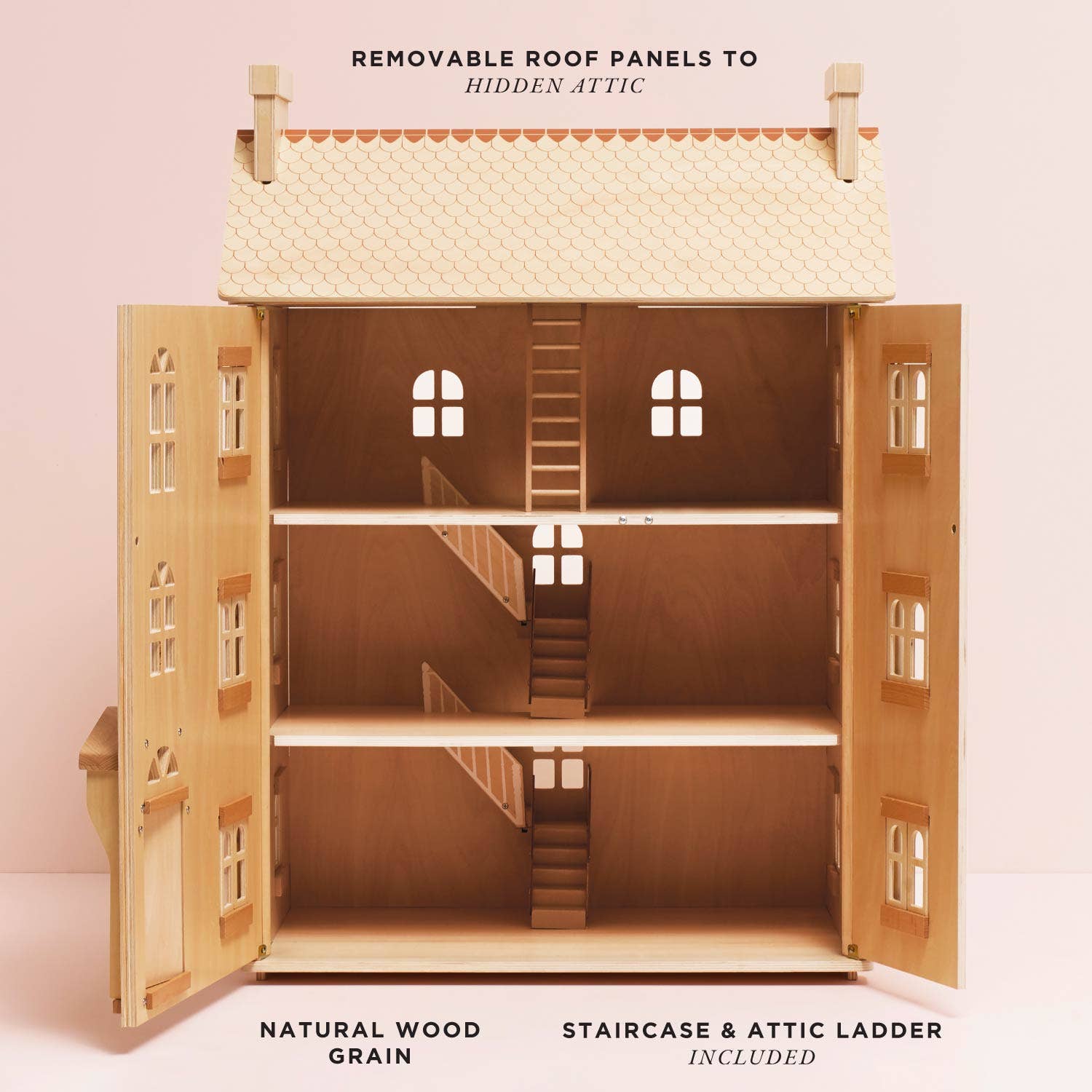 Grand Natural Wood Dolls House