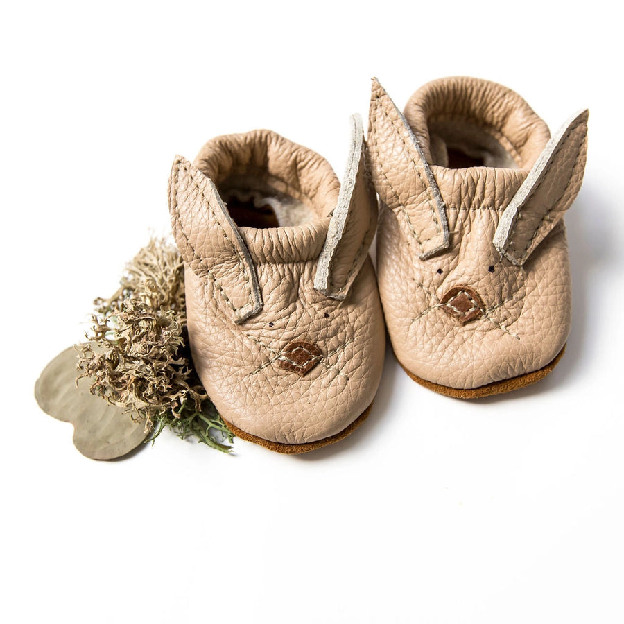 Flax Bunnies Leather Baby Moccasins