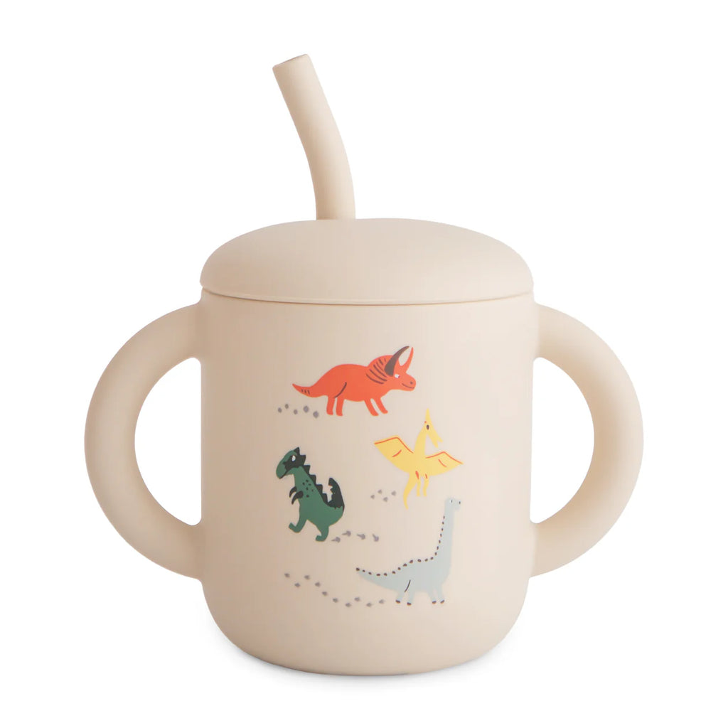 Silicone Training Cup + Straw - Dinosaurs