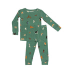 Dogs Green Ribbed Two-Piece Set