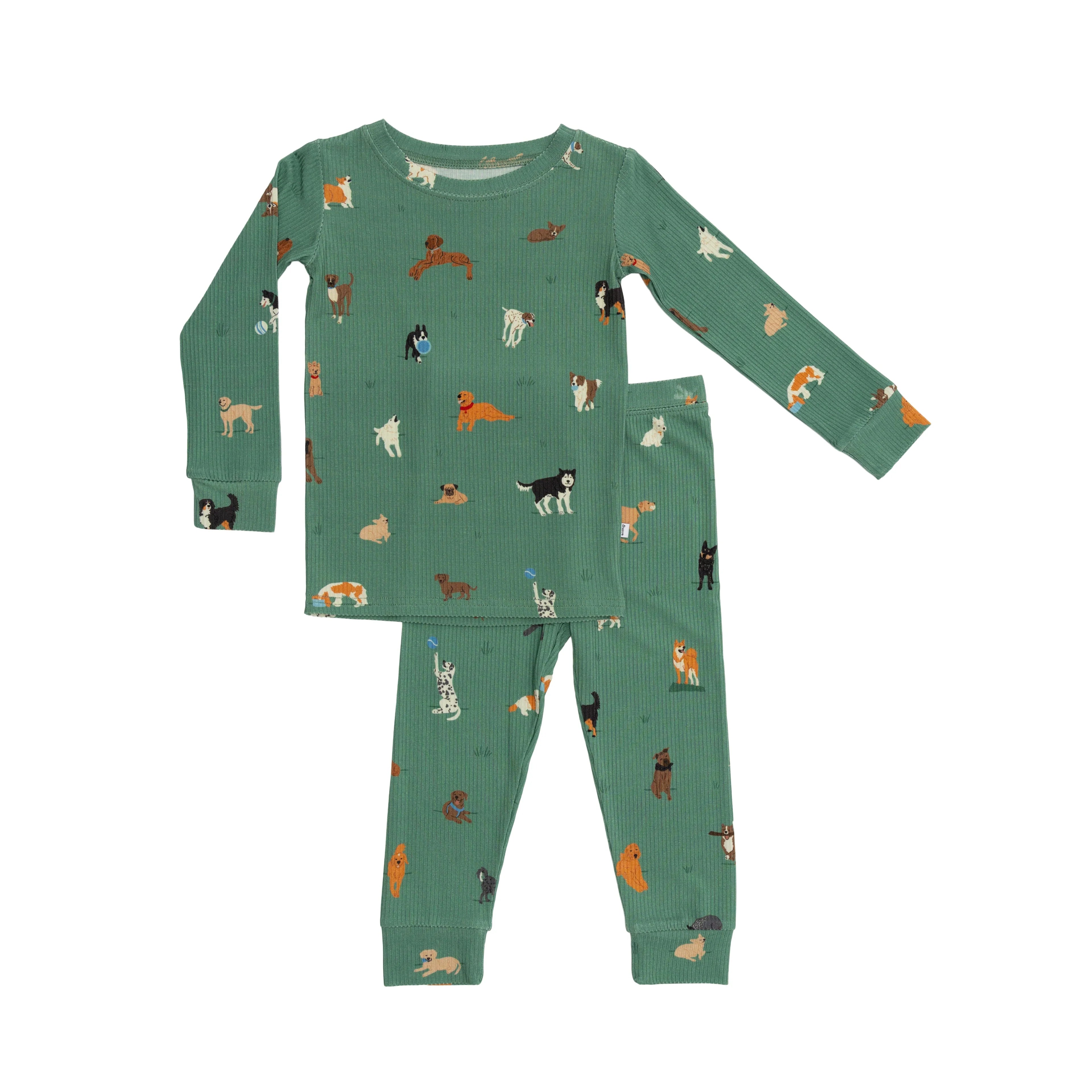 Dogs Green Ribbed Two-Piece Set