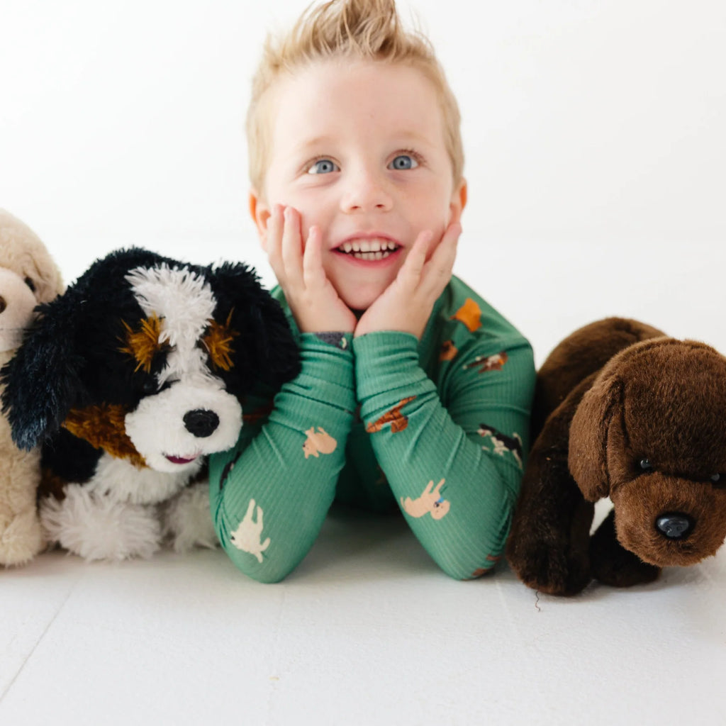 Dogs Green Ribbed Two-Piece Set