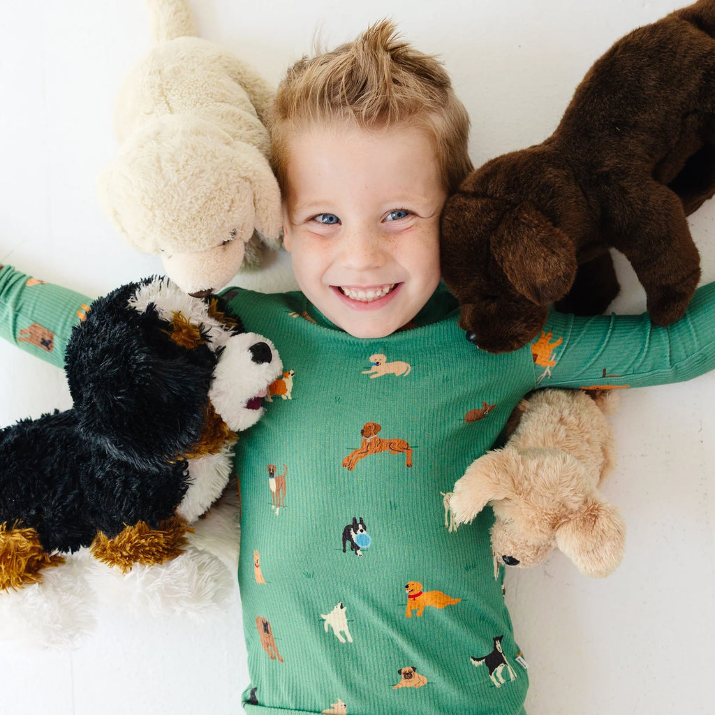 Dogs Green Ribbed Two-Piece Set