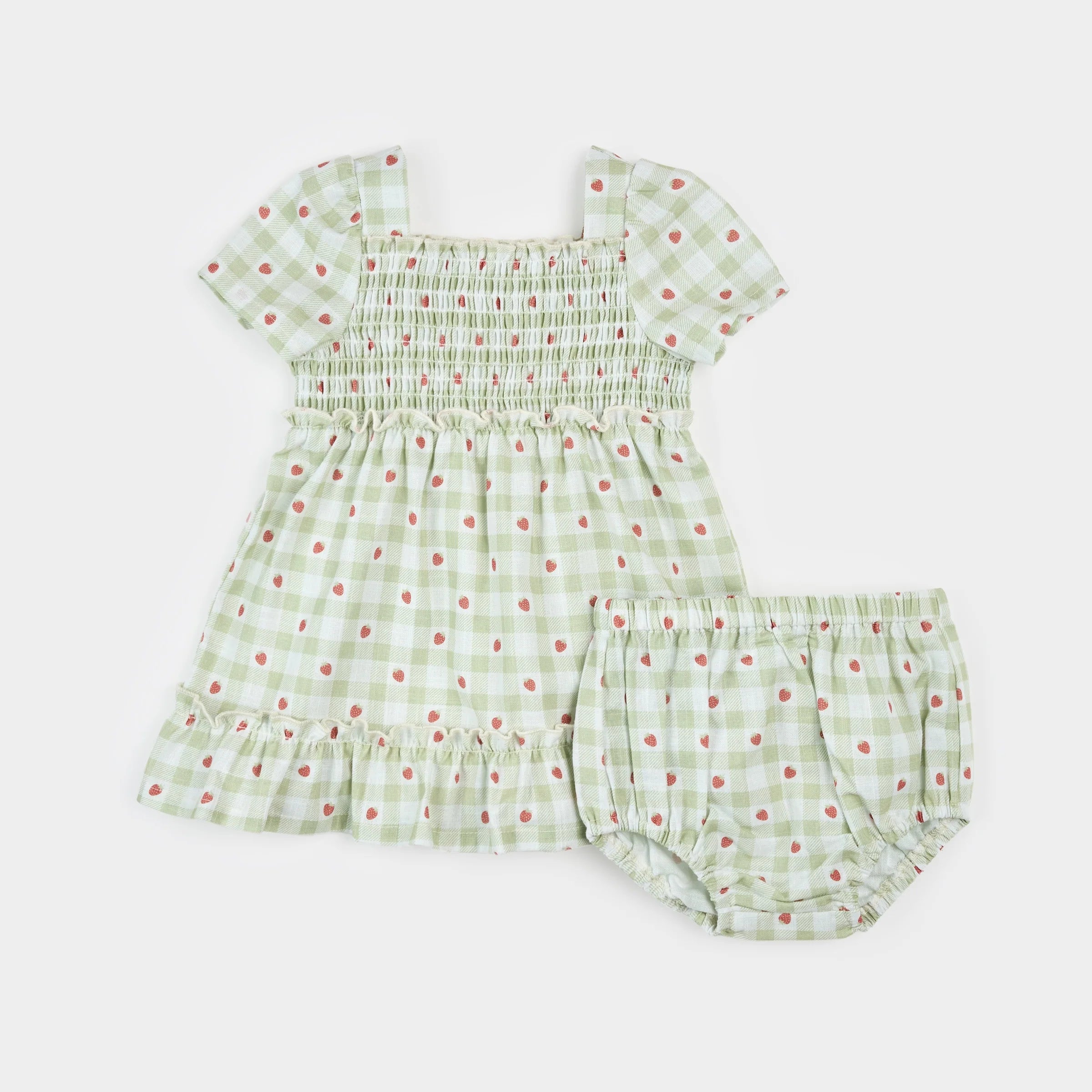 Strawberry Gingham Dress Set