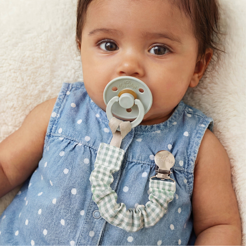 Ritzy Cinch™  Pacifier Clip - Green Gingham