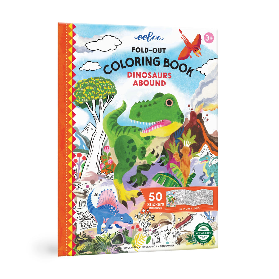 Dinosaurs Fold-Out Coloring Book & Stickers