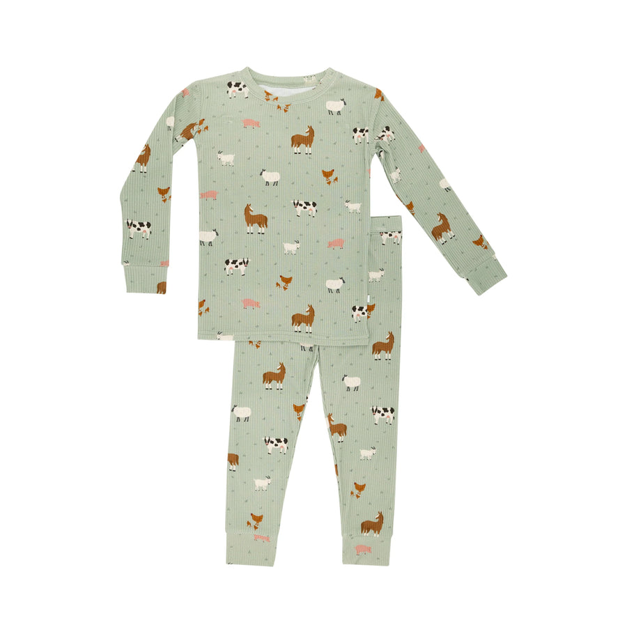 Farm Animals Ribbed Two-Piece Set