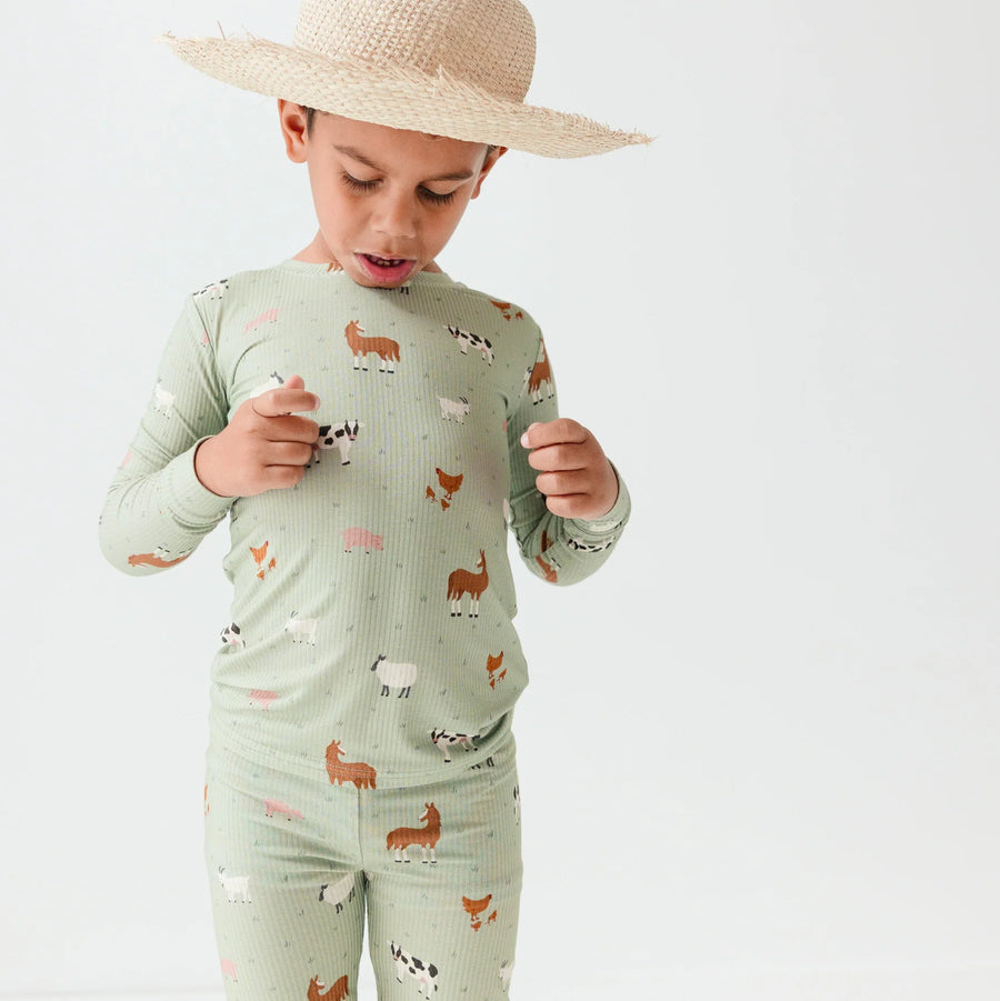 Farm Animals Ribbed Two-Piece Set