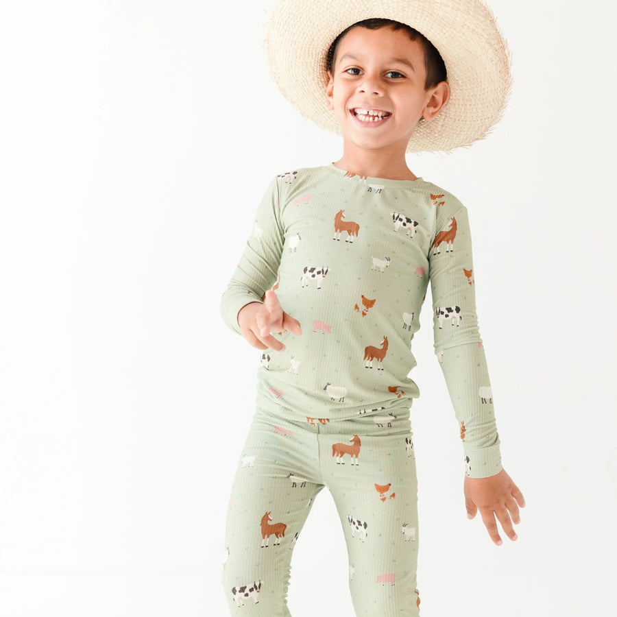 Farm Animals Ribbed Two-Piece Set