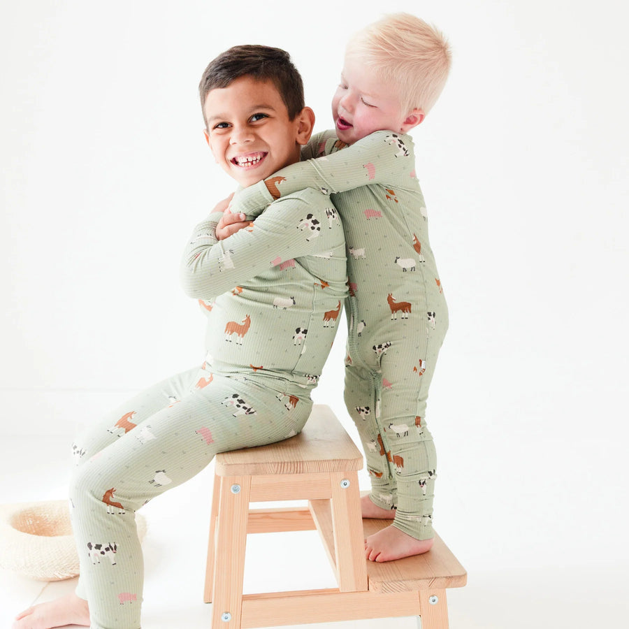 Farm Animals Ribbed Two-Piece Set
