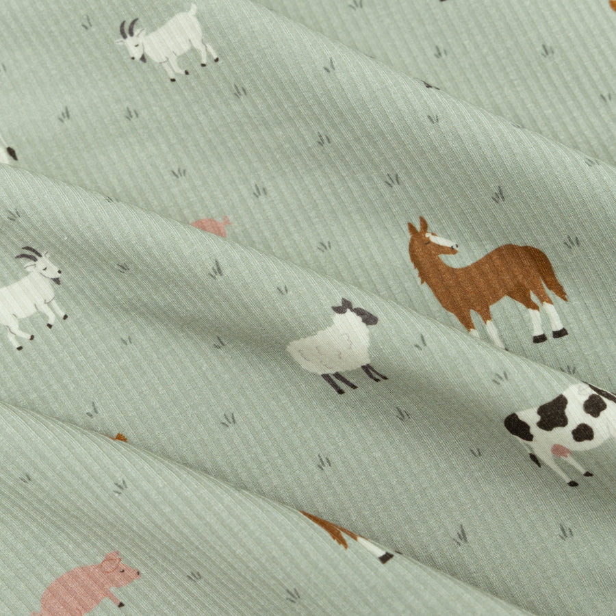 Farm Animals Ribbed Two-Piece Set