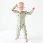 Farm Animals Ribbed Zip Romper