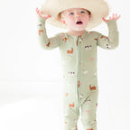 Farm Animals Ribbed Zip Romper