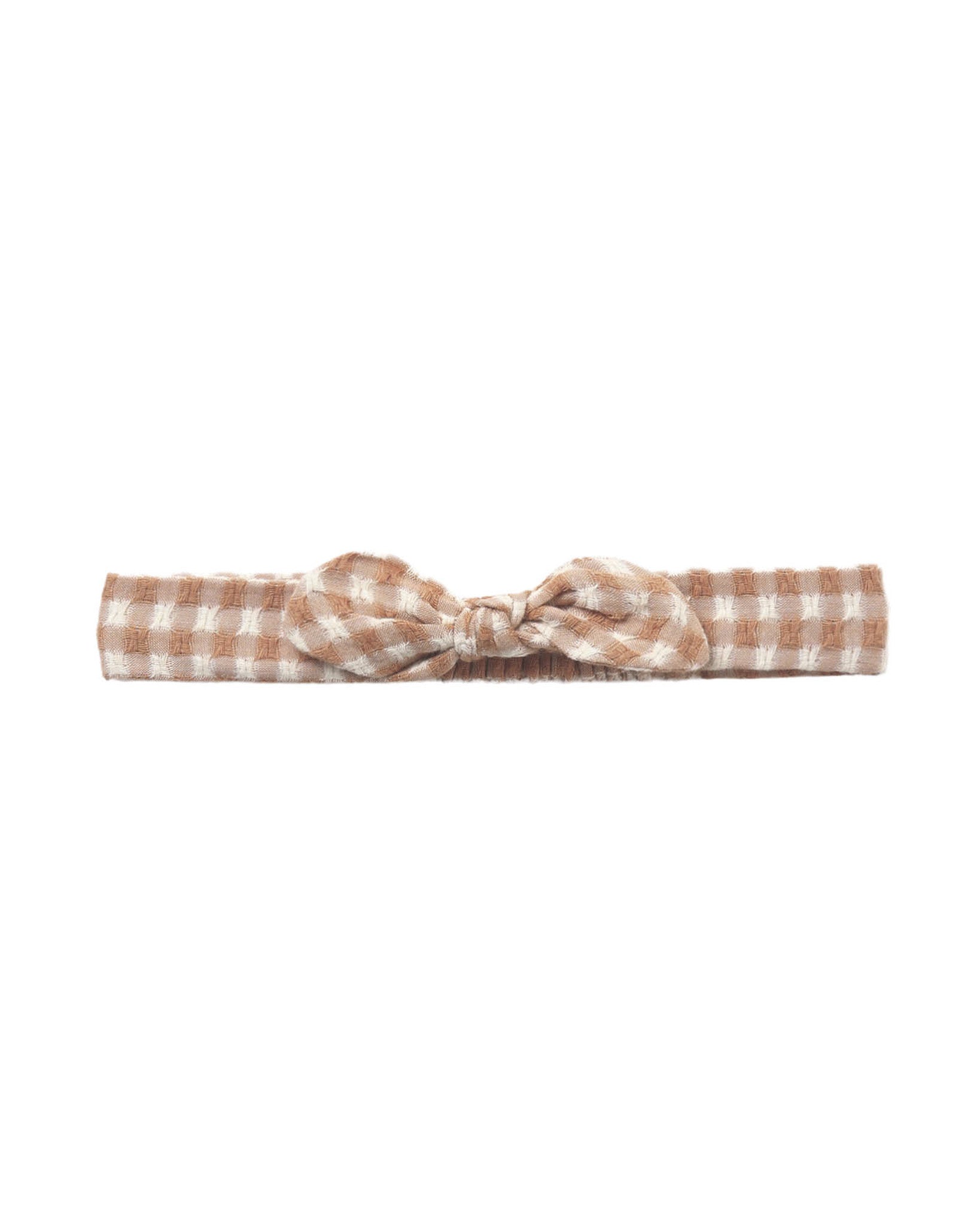 Fawn Gingham Baby Bow Headband