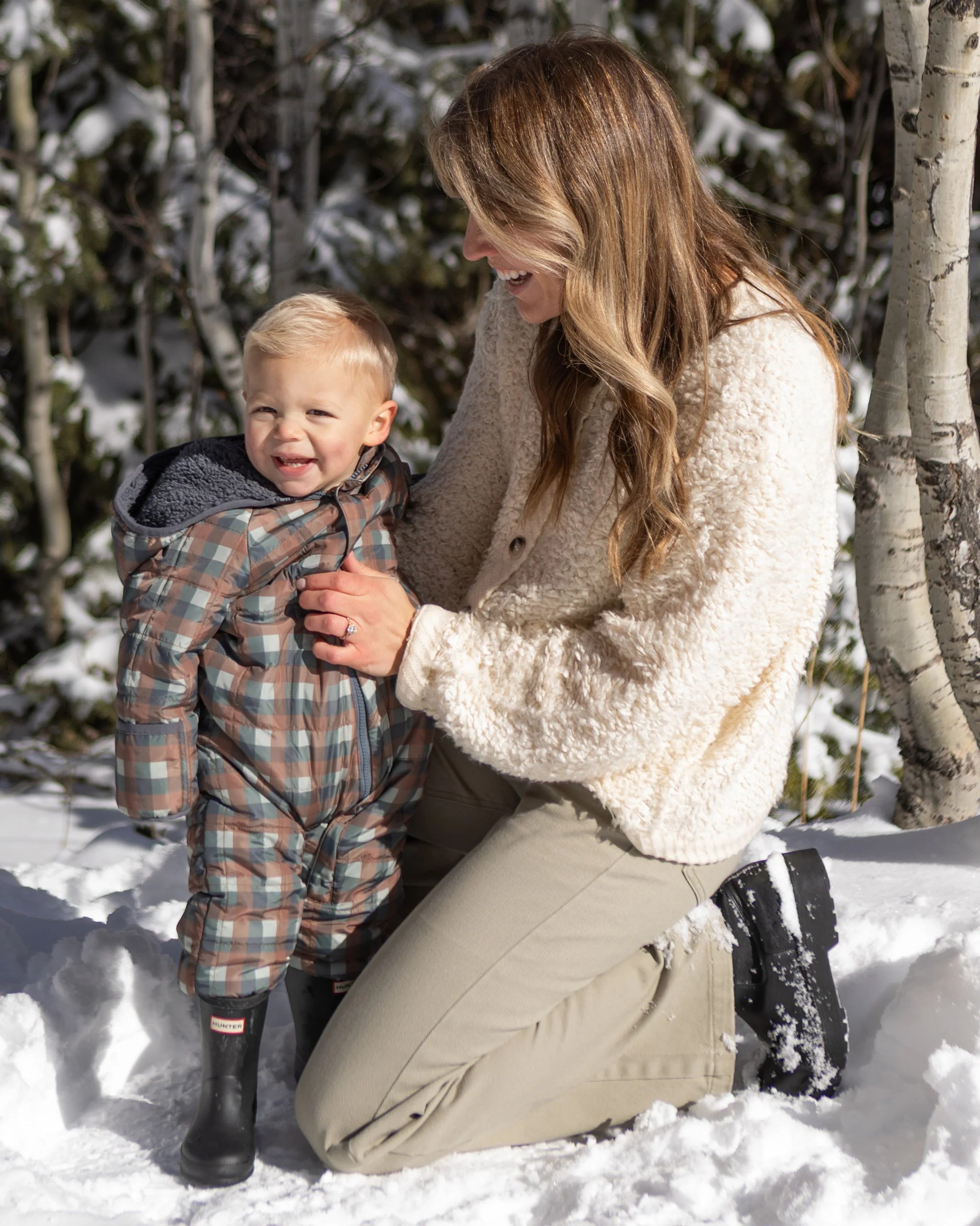Midnight Check Cedar Puffer Suit