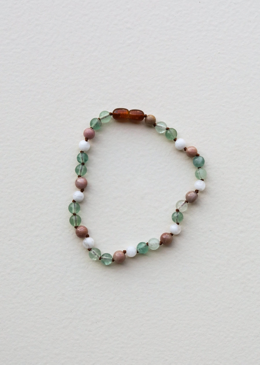 Fluorite + Moonstone + Rhodonite Necklace