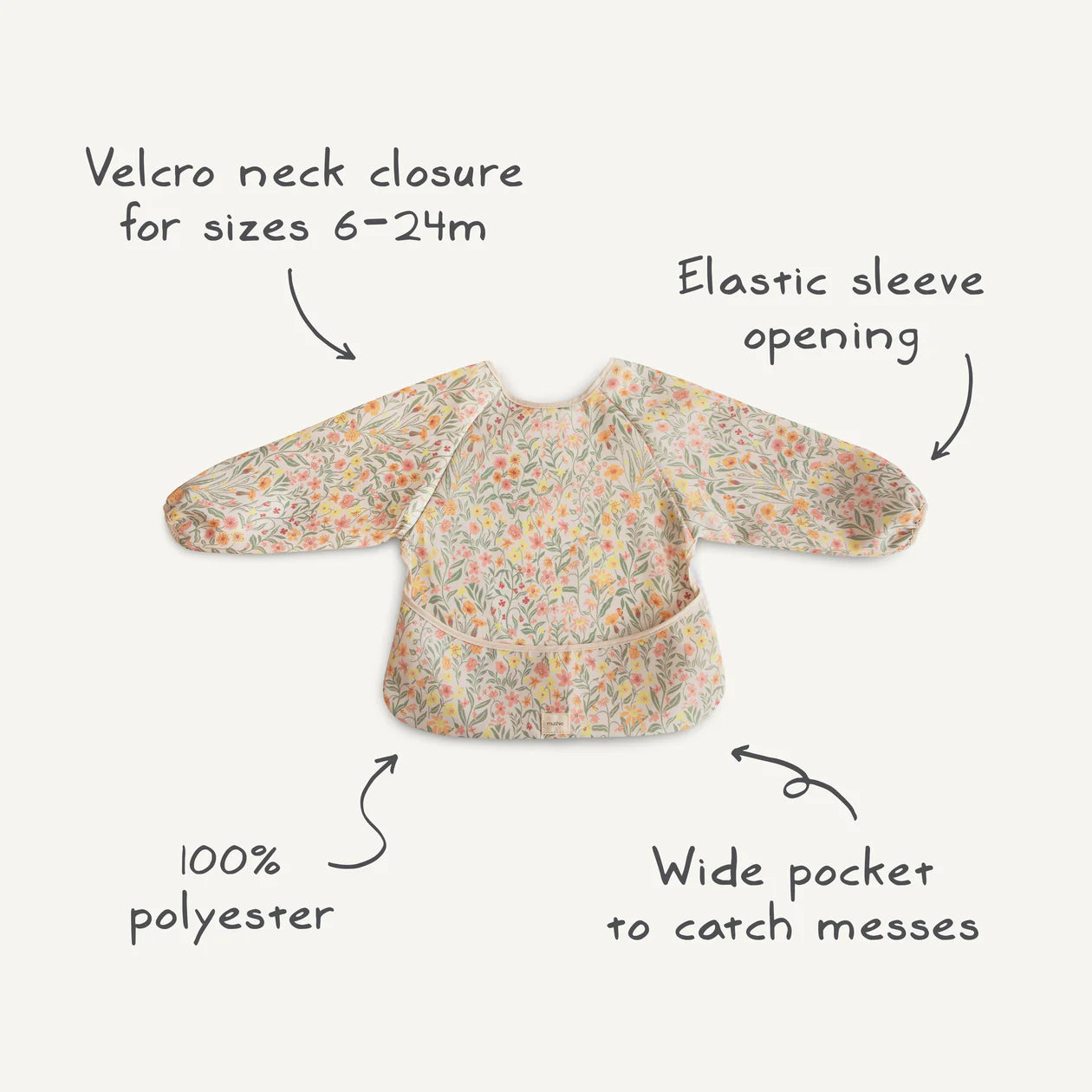 Long Sleeve Bib - Blue Flowers