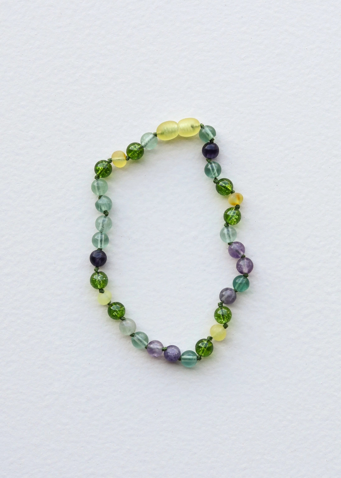 Raw Baltic Sea Amber + Fluorite + Peridot Necklace