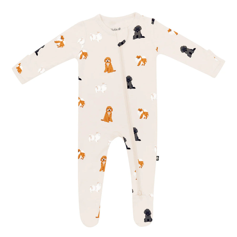 Fluffy Dog Bamboo Zippered Footie