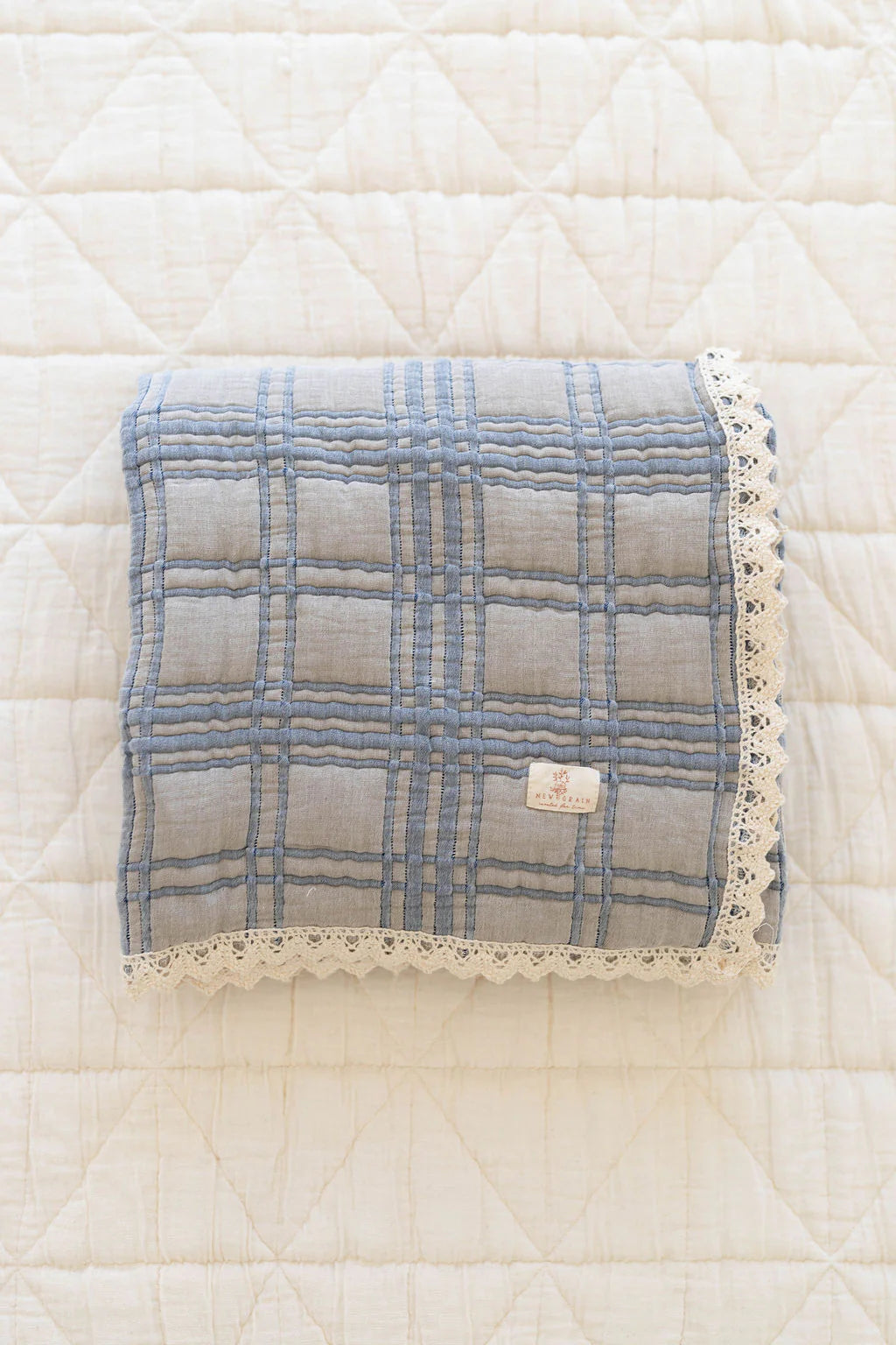 French Plaid Blanket - Bluebell