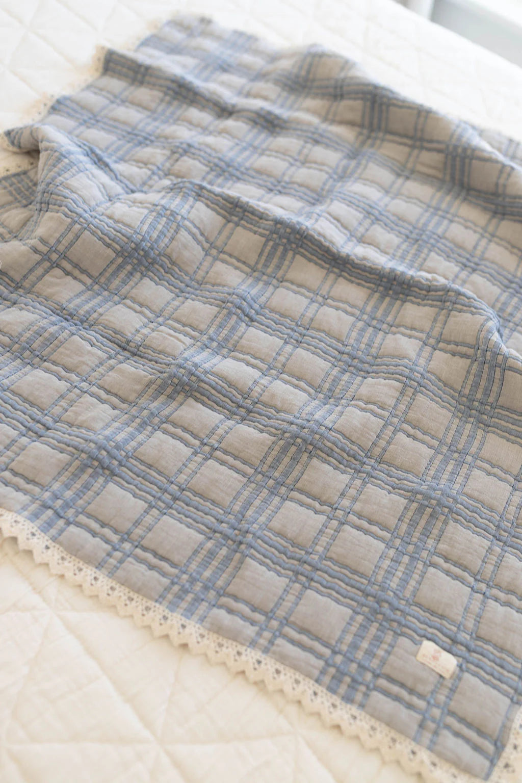 French Plaid Blanket - Bluebell