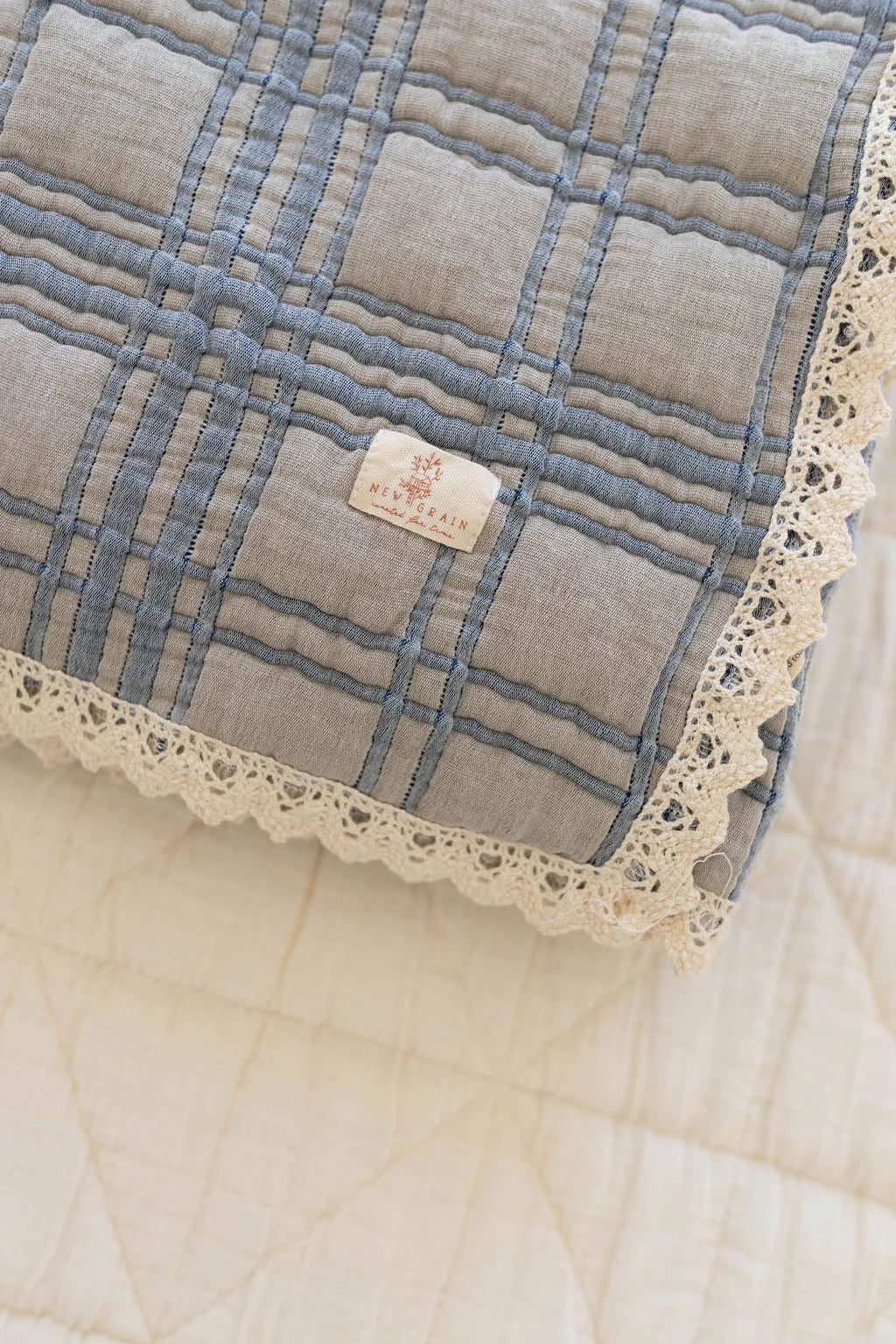 French Plaid Blanket - Bluebell