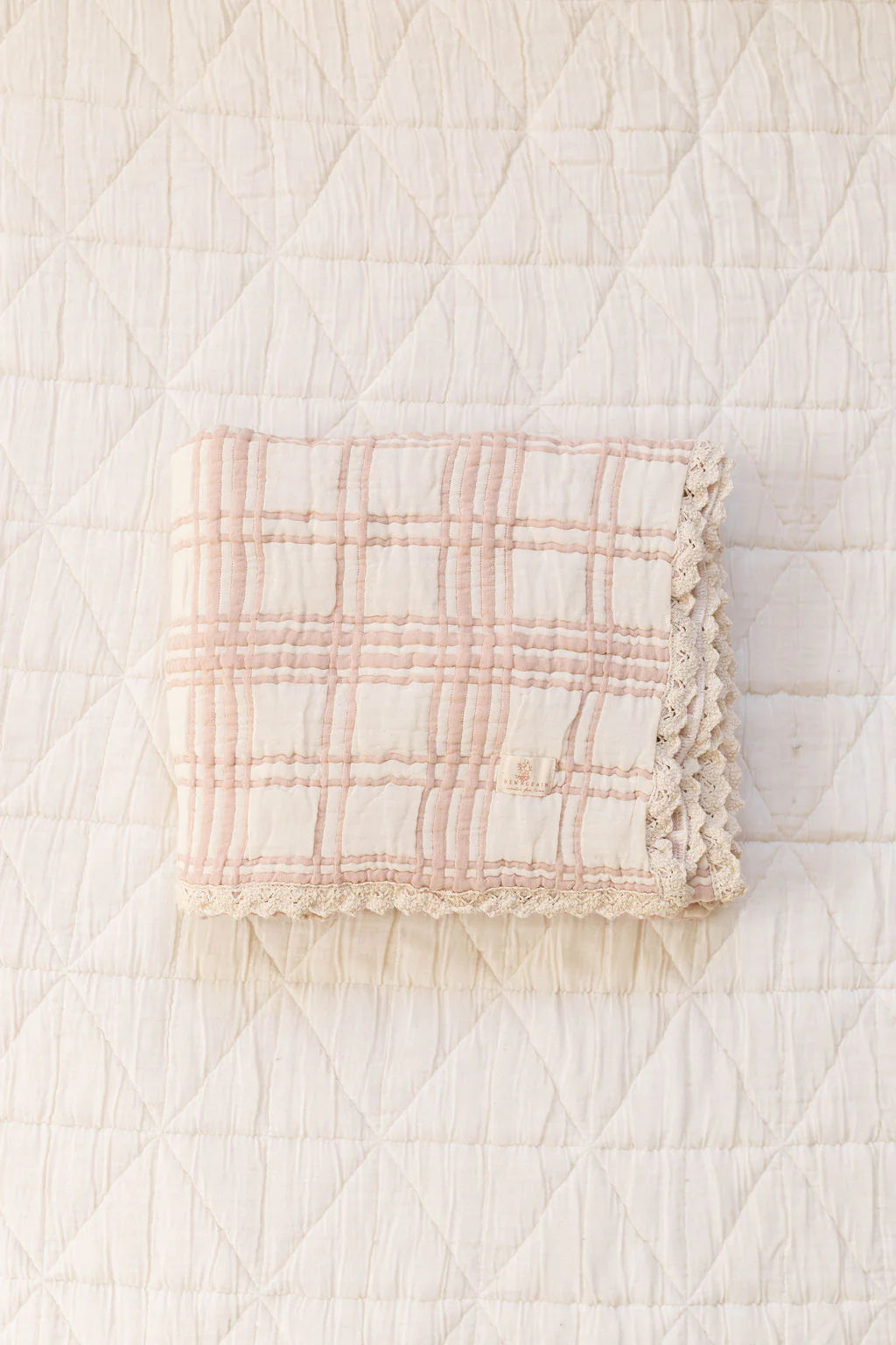 French Plaid Blanket - Petal
