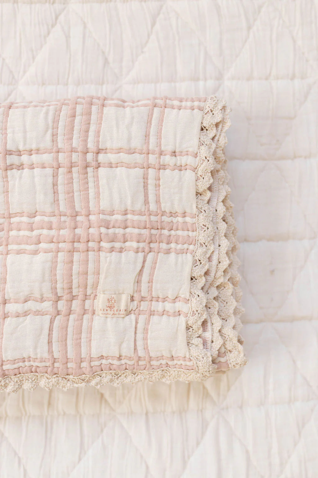 French Plaid Blanket - Petal