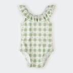 Green Gingham Flowers Swimsuit
