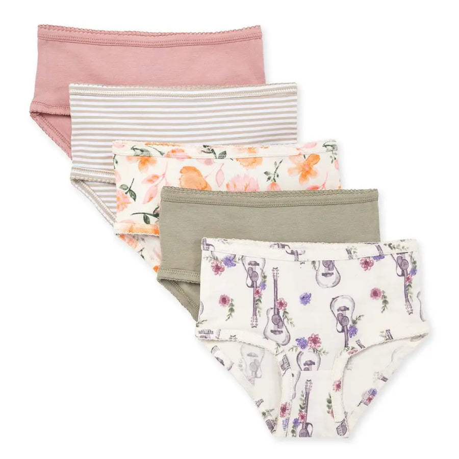 Girls Set of 5 Guitars & Floral Underwear