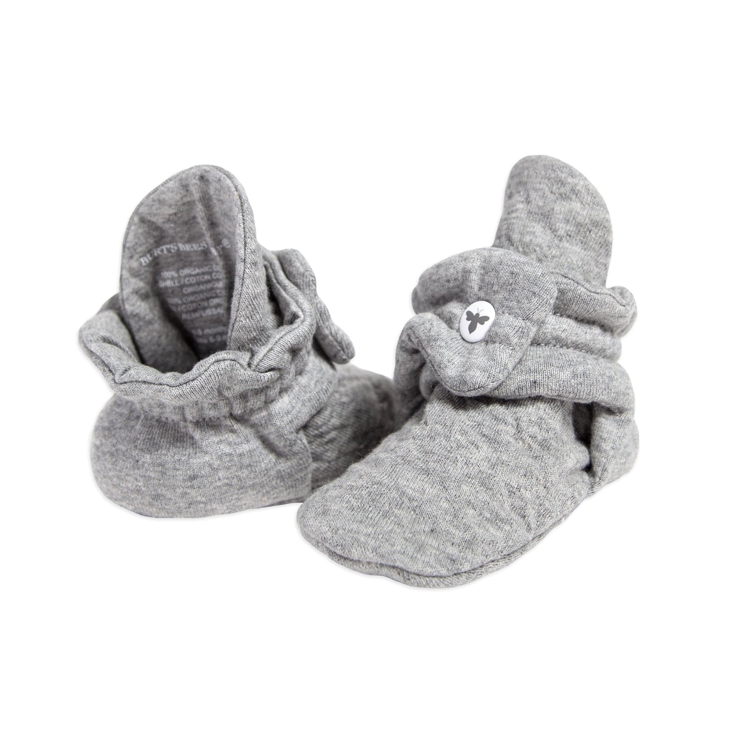 Quilted Organic Cotton Baby Booties - Heather