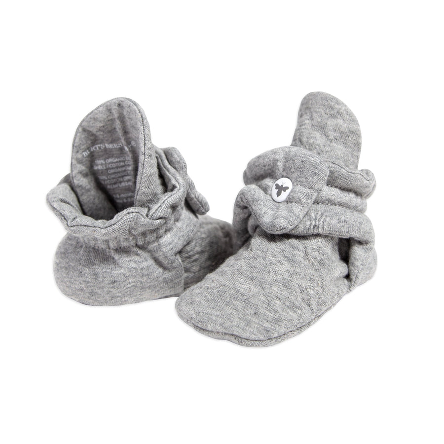 Quilted Organic Cotton Baby Booties - Heather