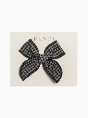 Flannel Bow Hair Clip - Houndstooth