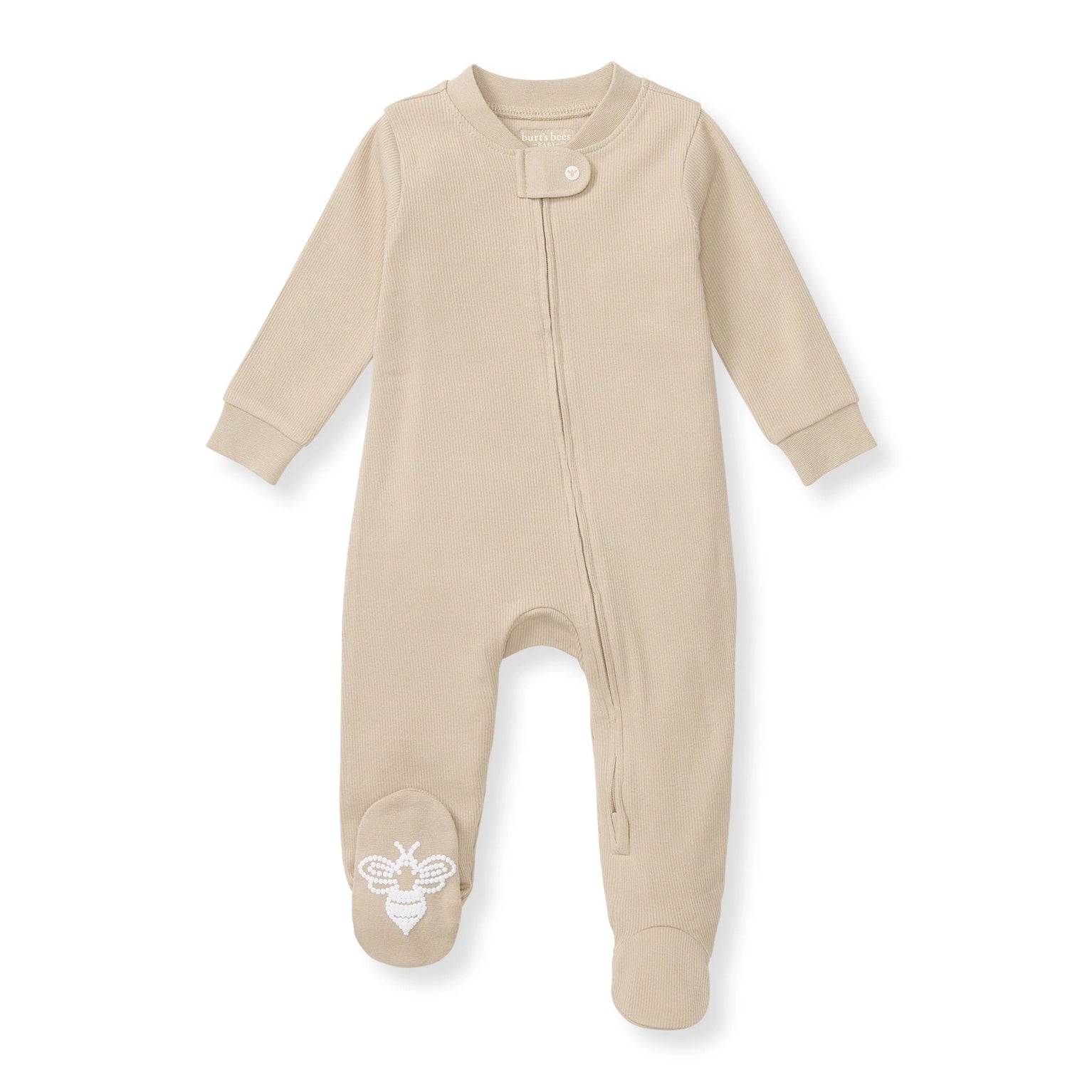 Organic Ribbed Zip Pajamas - Hummus