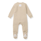 Organic Ribbed Zip Pajamas - Hummus