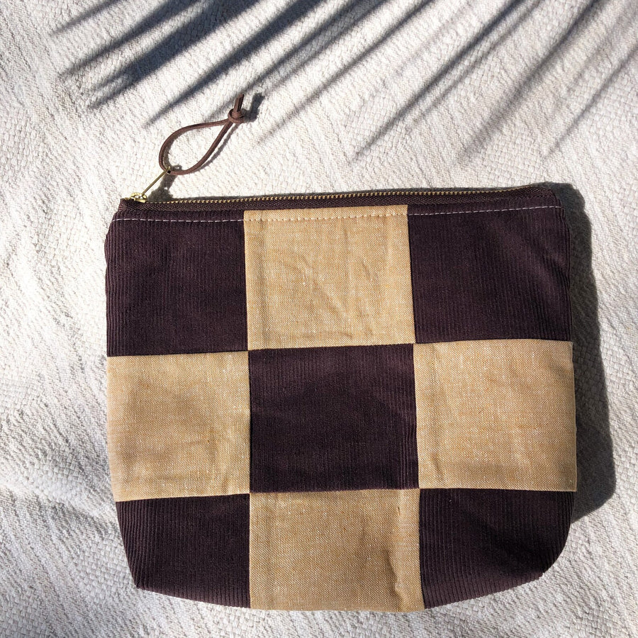 Chocolate Check Zipper Bag