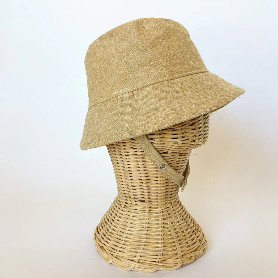 Tan Linen Bucket Hat
