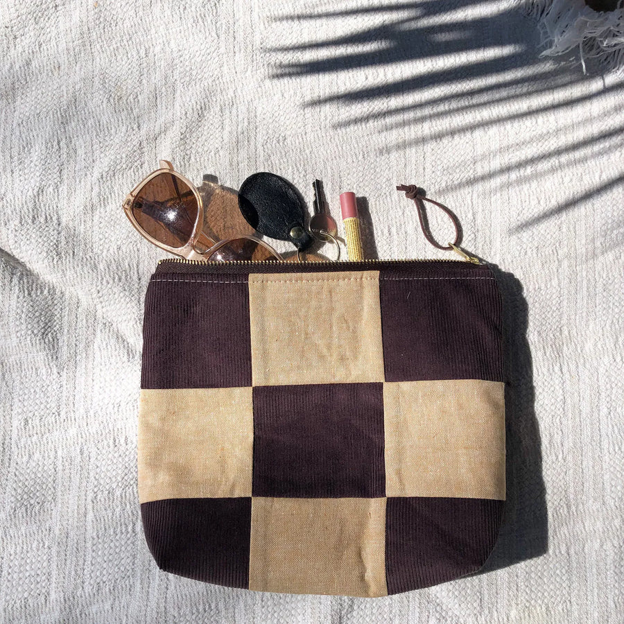 Chocolate Check Zipper Bag