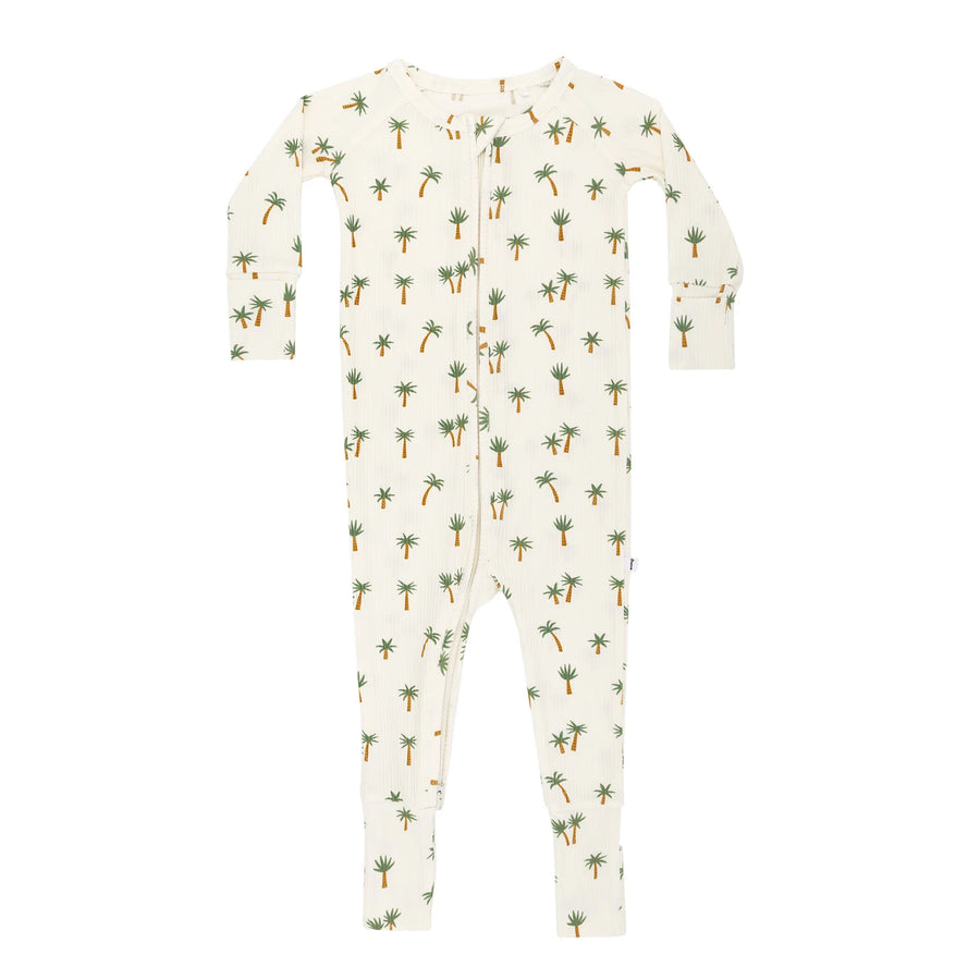 Island Palm Trees Ribbed Zip Romper