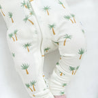 Island Palm Trees Ribbed Zip Romper